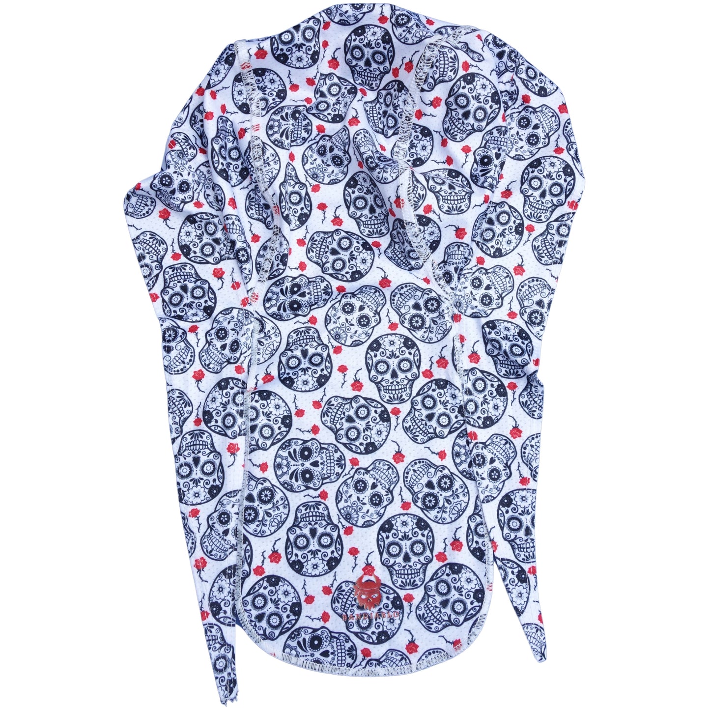 Fitted bandana – skulls and roses pattern