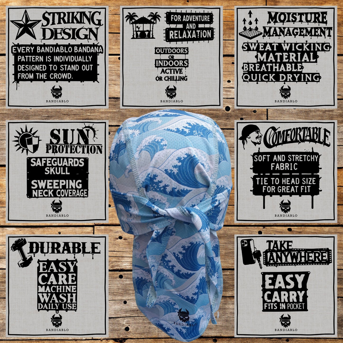 Fitted bandana – wave pattern