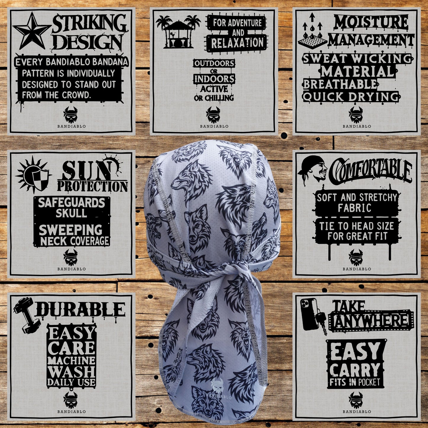 Fitted bandana – wolf pack pattern