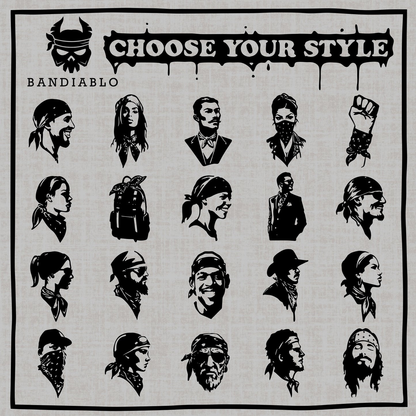 Organic cotton square bandana – Day of the Dead