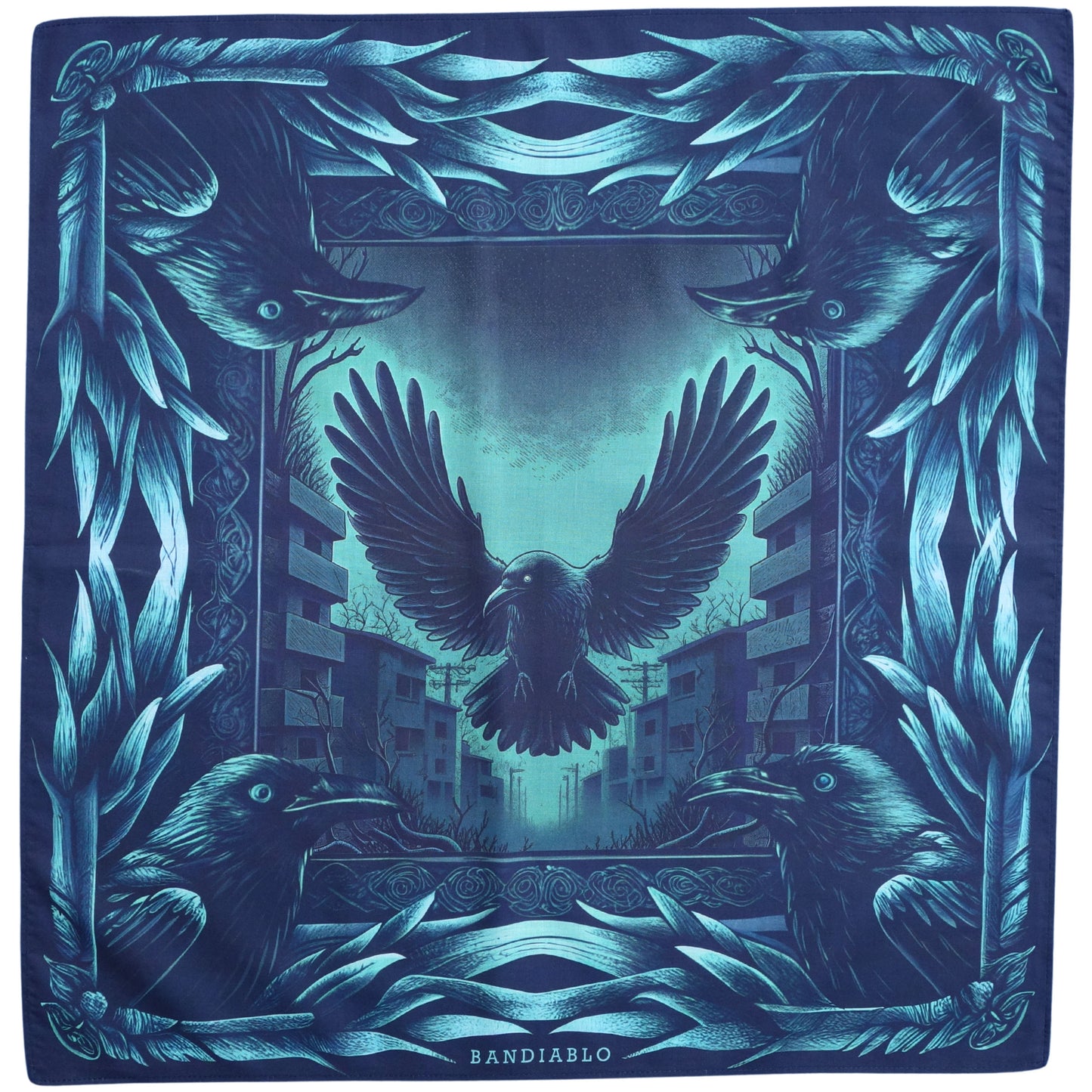 Organic cotton square bandana – urban crow
