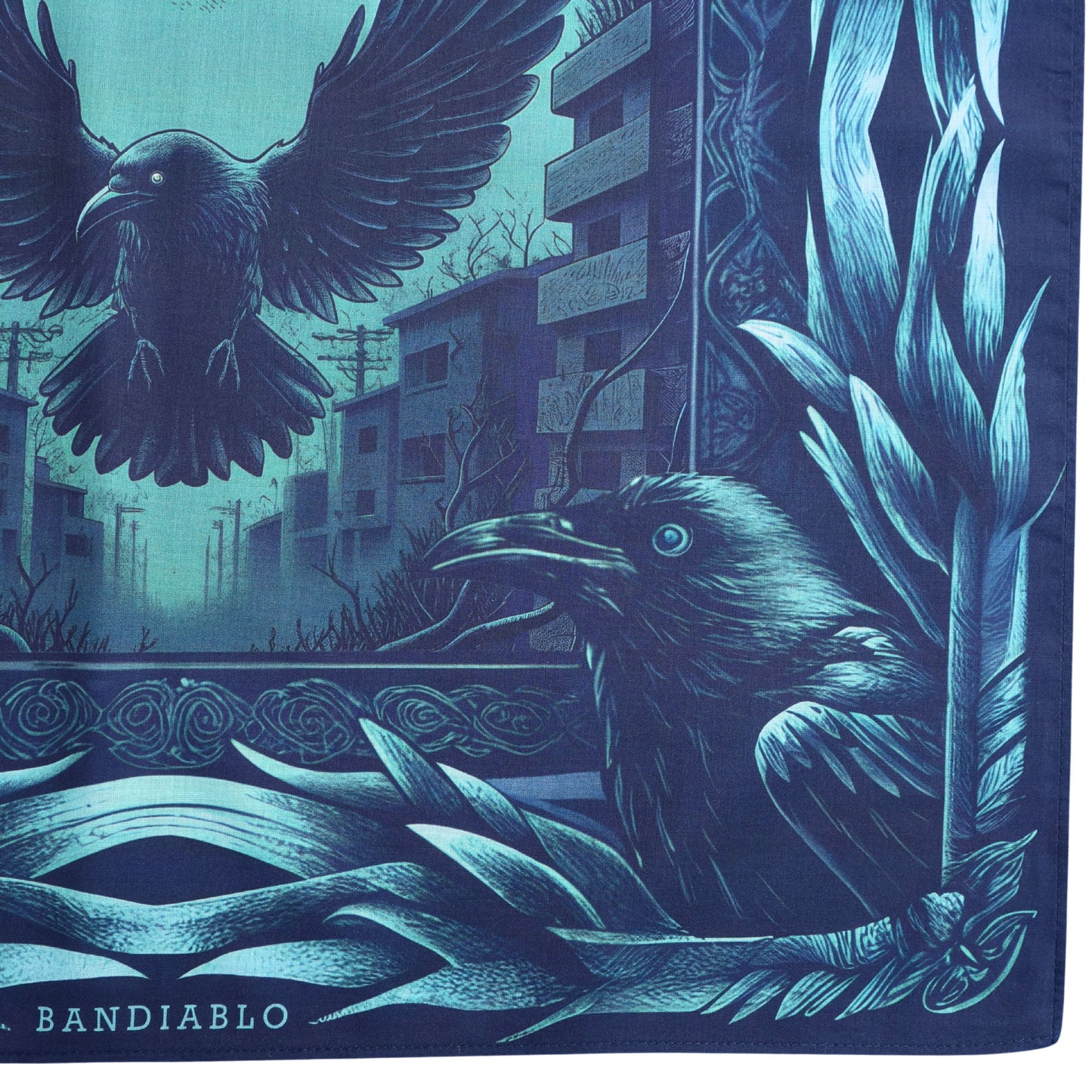Organic cotton square bandana – urban crow