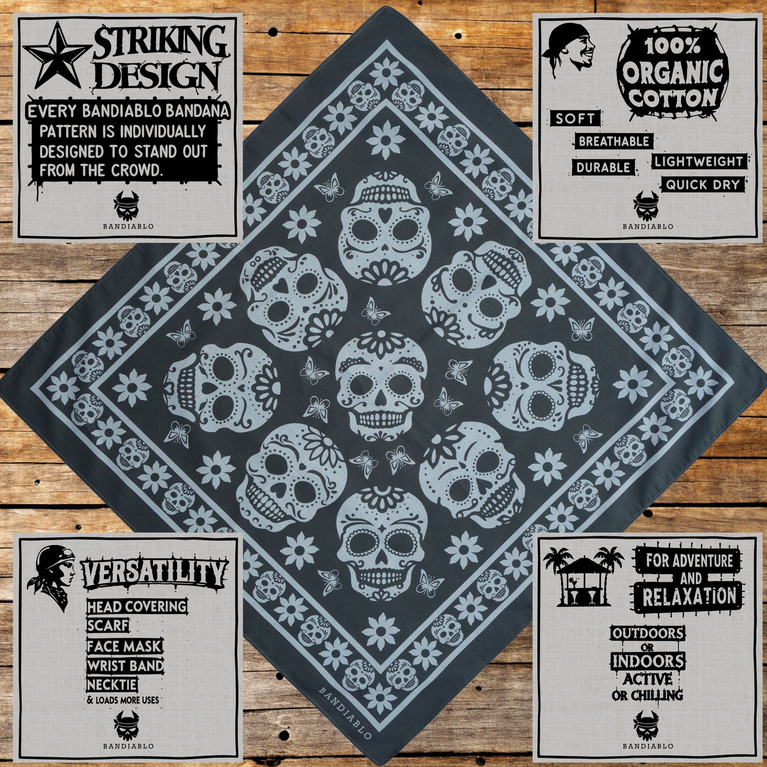100% organic cotton square bandanas
