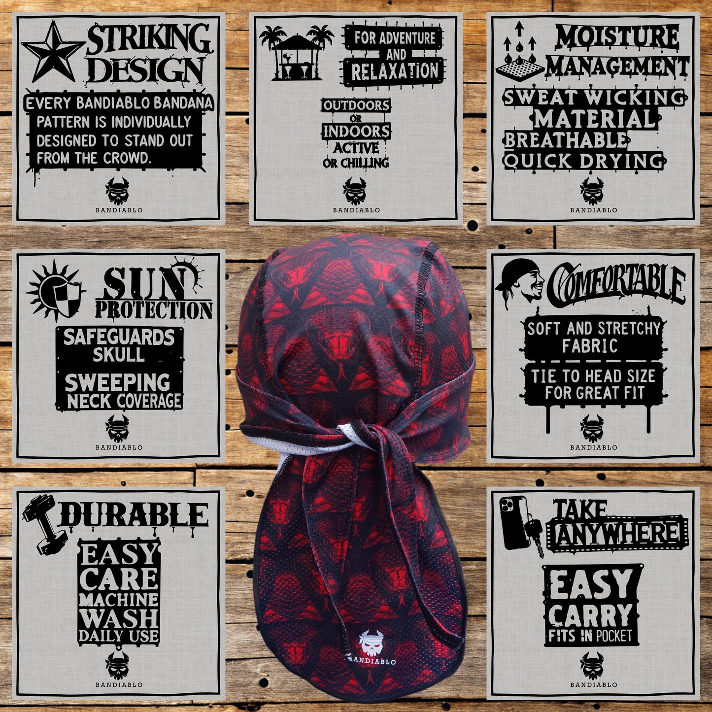 Fitted bandana – snake head pattern