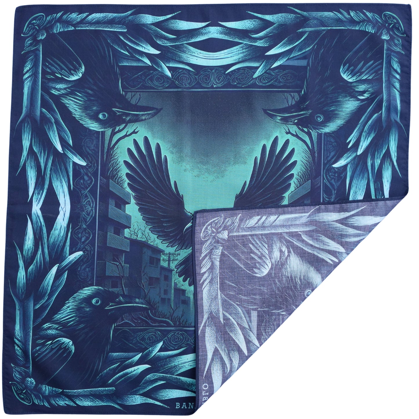 Organic cotton square bandana – urban crow